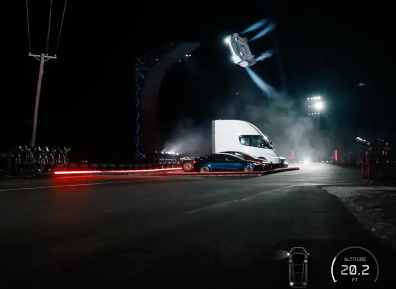 Tesla представи новия Roadster: кола, която се обърна с главата надолу, скочи през Tesla Semi и кацна сама — снимка 2